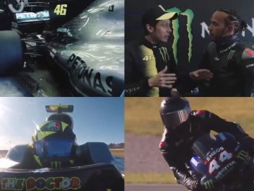Imágenes del estelar intercambio entre Rossi y Hamilton en Cheste Imágenes del estelar intercambio entre Rossi y Hamilton en Cheste