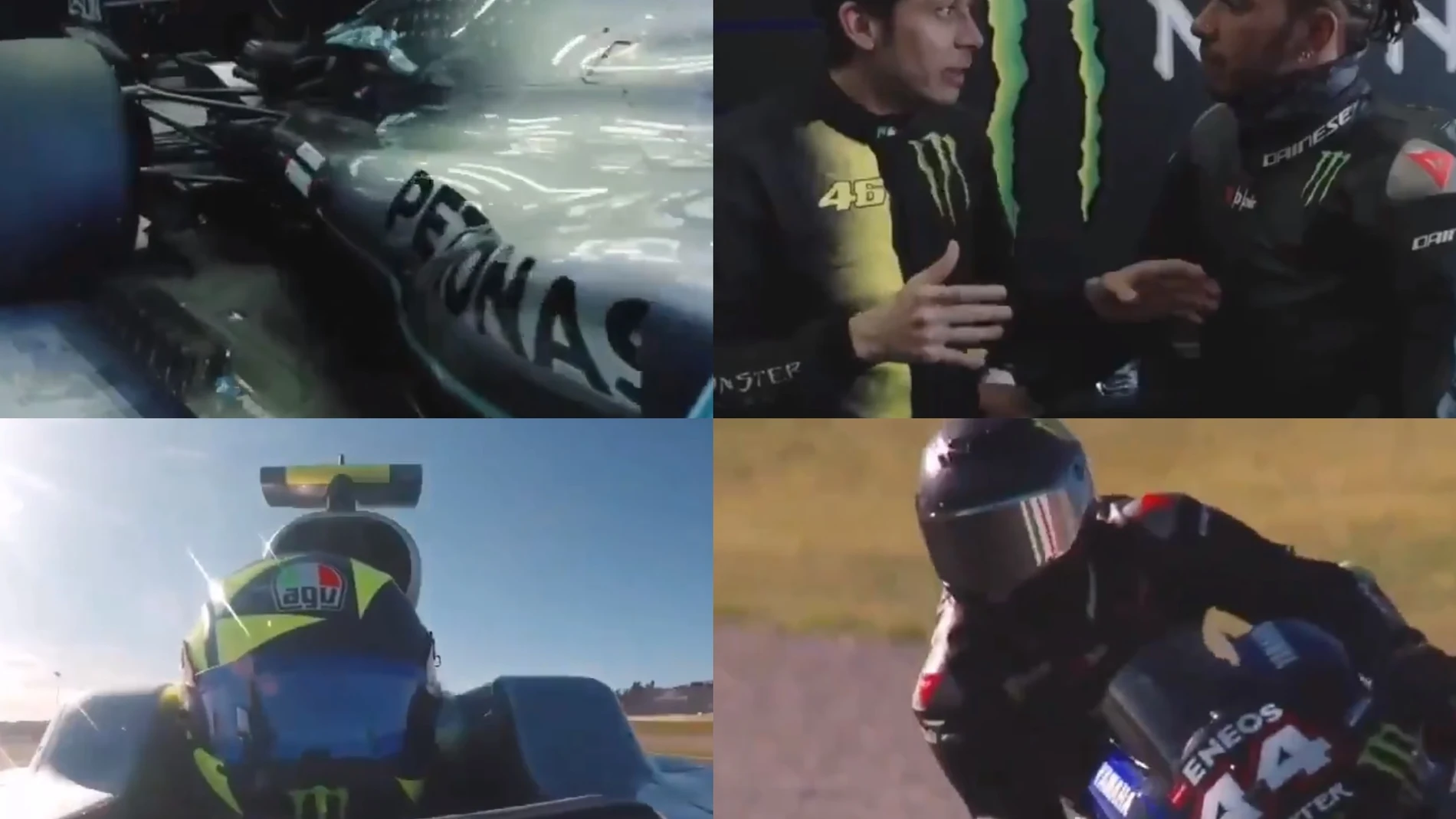 Imágenes del estelar intercambio entre Rossi y Hamilton en Cheste