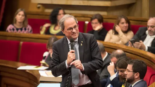 Quim Torra durante la sesión de control al Gobierno catalán Quim Torra durante la sesión de control al Gobierno catalán