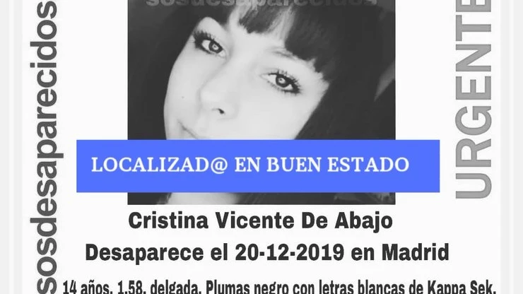 Encuentran en buen estado a la menor de 14 años desaparecida en Madrid 