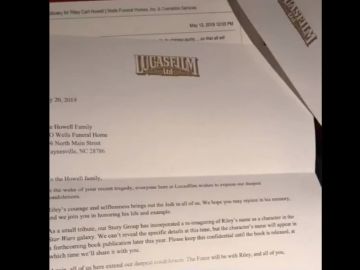 Fotograma de la carta que envió la productora a la familia para comunicarles su decisión. Fotograma de la carta que envió la productora a la familia para comunicarles su decisión.