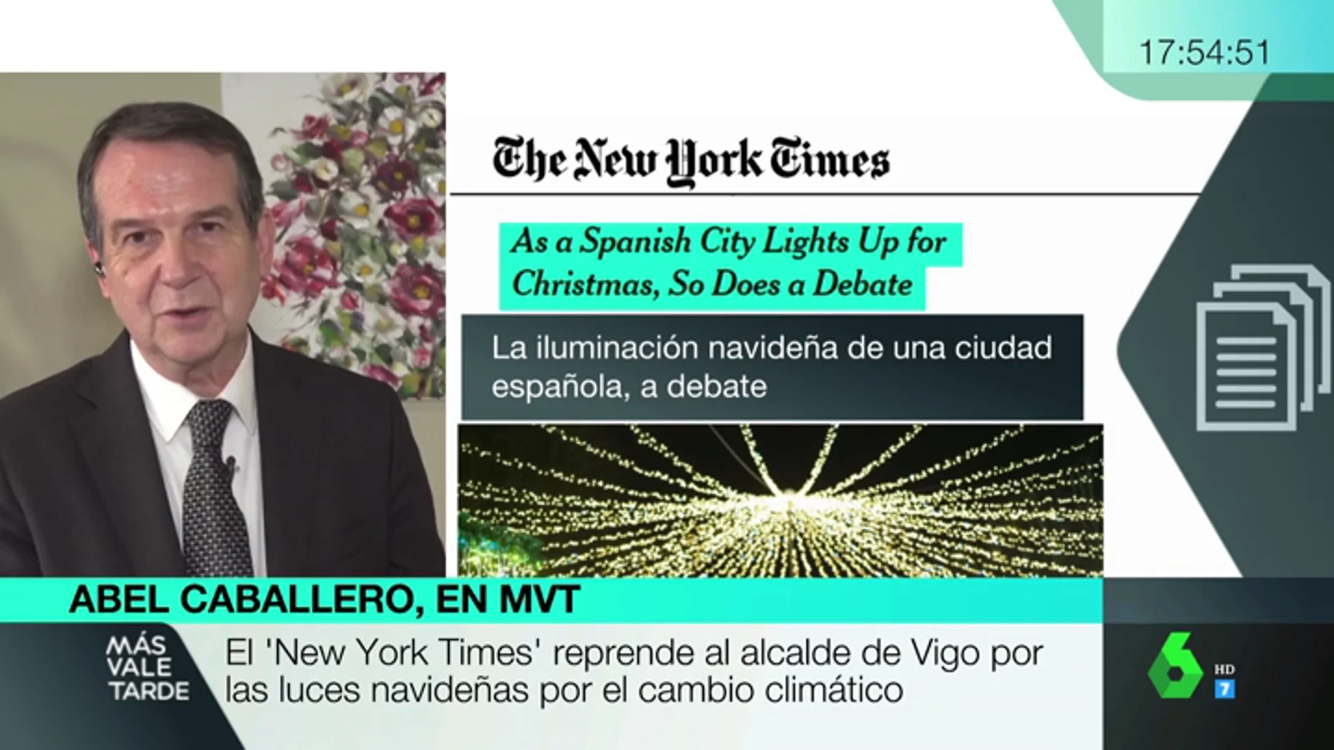 Abel Caballero responde al 'New York Times': "Consume más un campo de fútbol en un mes que todas las luces de Vigo en dos meses"