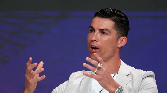 Cristiano Ronaldo durante la Conferencia Internacional de Deportes de Duba Cristiano Ronaldo durante la Conferencia Internacional de Deportes de Duba
