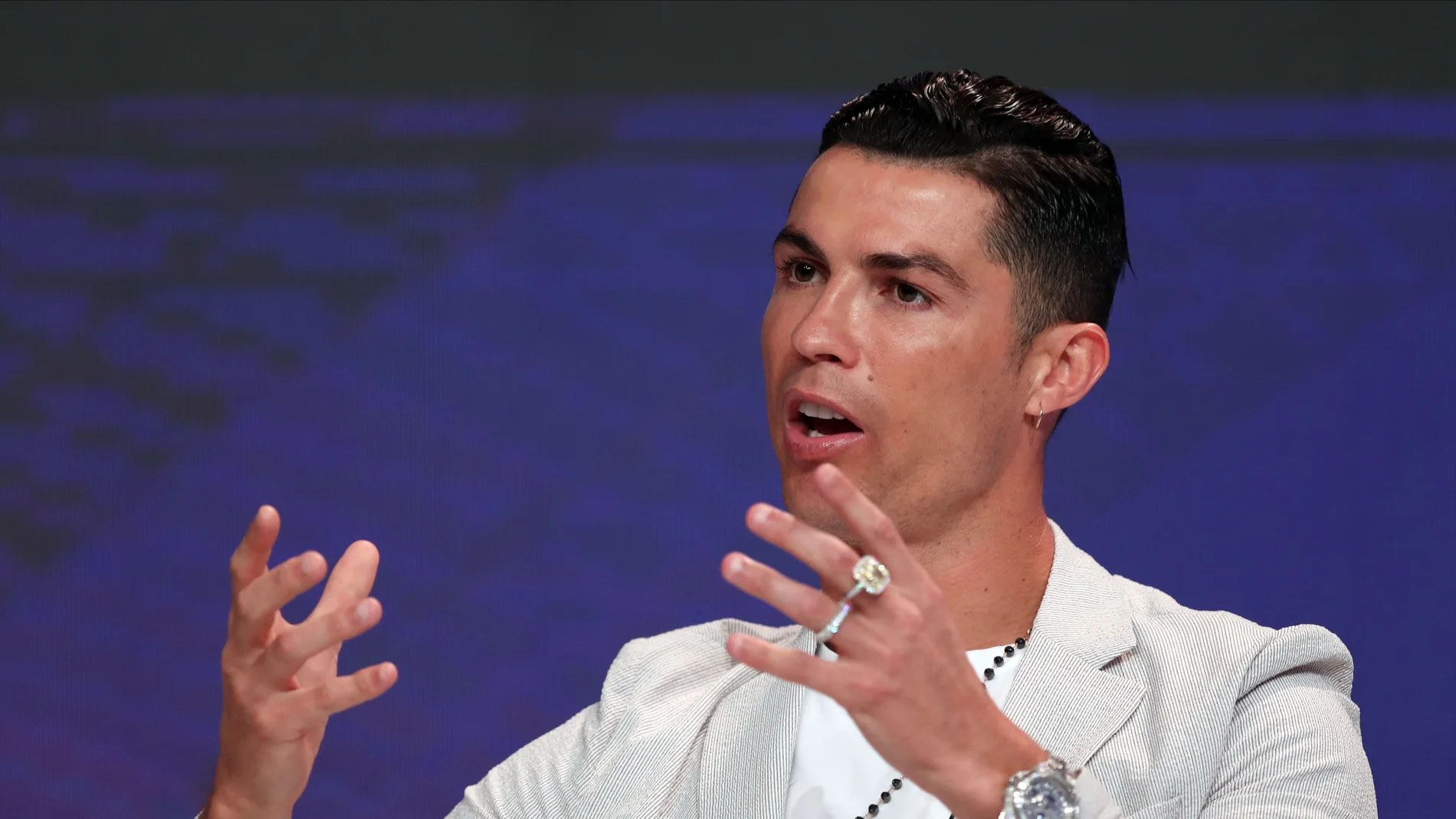 Cristiano Ronaldo durante la Conferencia Internacional de Deportes de Duba