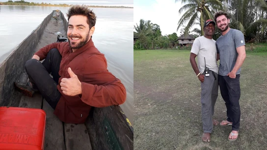 Imágenes de Zac Efron durante el rodaje de 'Killing' junto a su guía Cyril Tara.  Imágenes de Zac Efron durante el rodaje de 'Killing' junto a su guía Cyril Tara.