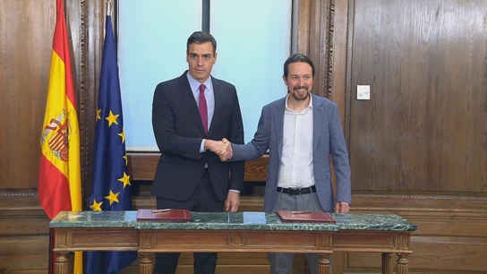 Pedro Sánchez y Pablo Iglesias presentan el programa para su Gobierno de coalición Pedro Sánchez y Pablo Iglesias presentan el programa para su Gobierno de coalición