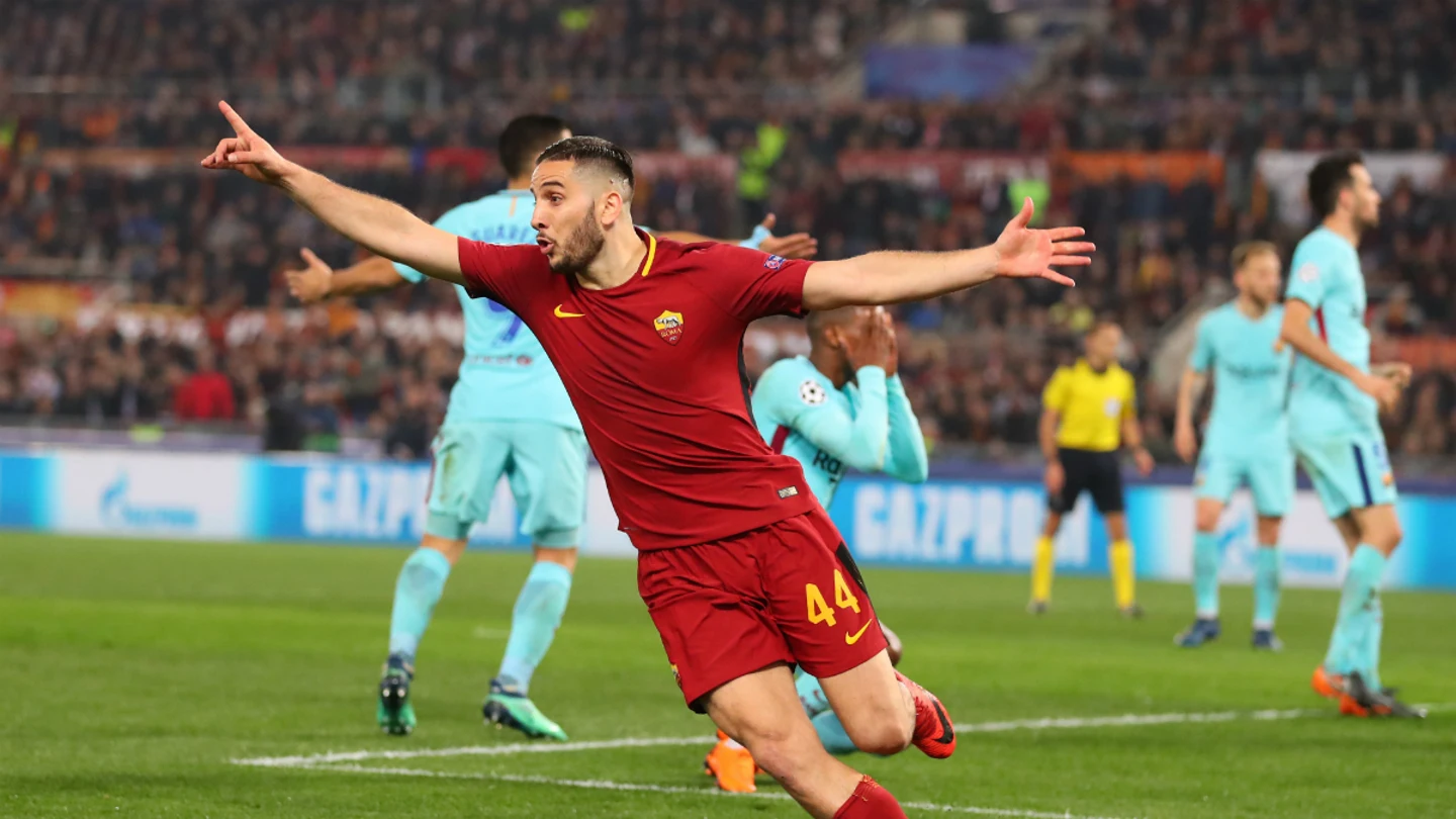 Manolas celebra un gol ante el Barça Manolas celebra un gol ante el Barça