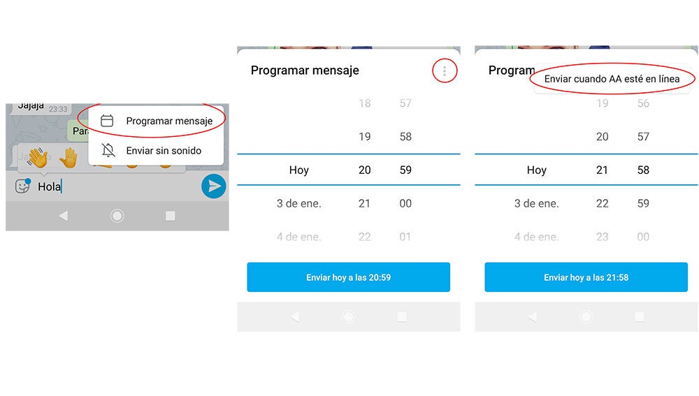 Enviando mensajes solo cuando el contacto está en línea