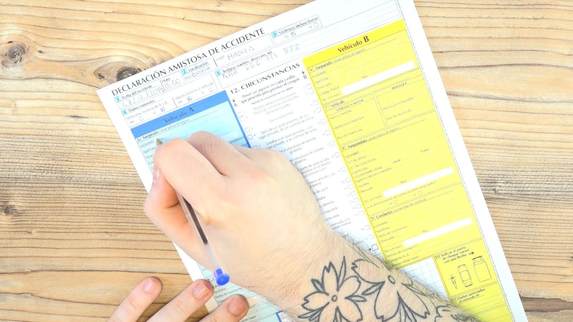 Parte amistoso de accidente