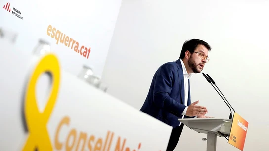 Pere Aragonès ante los medios tras el Consell Nacional de ERC Pere Aragonès ante los medios tras el Consell Nacional de ERC