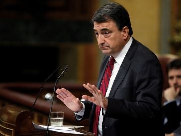 El portavoz del PNV, Aitor Esteban, durante su intervención ante el pleno El portavoz del PNV, Aitor Esteban, durante su intervención ante el pleno