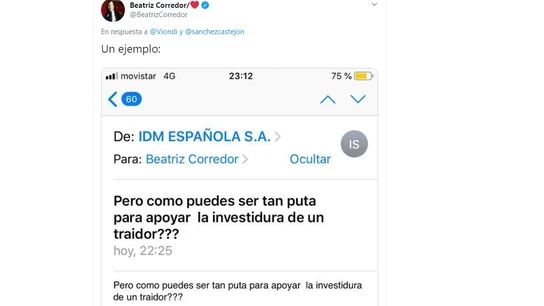 Mensaje recibido por Beatriz Corredor Mensaje recibido por Beatriz Corredor