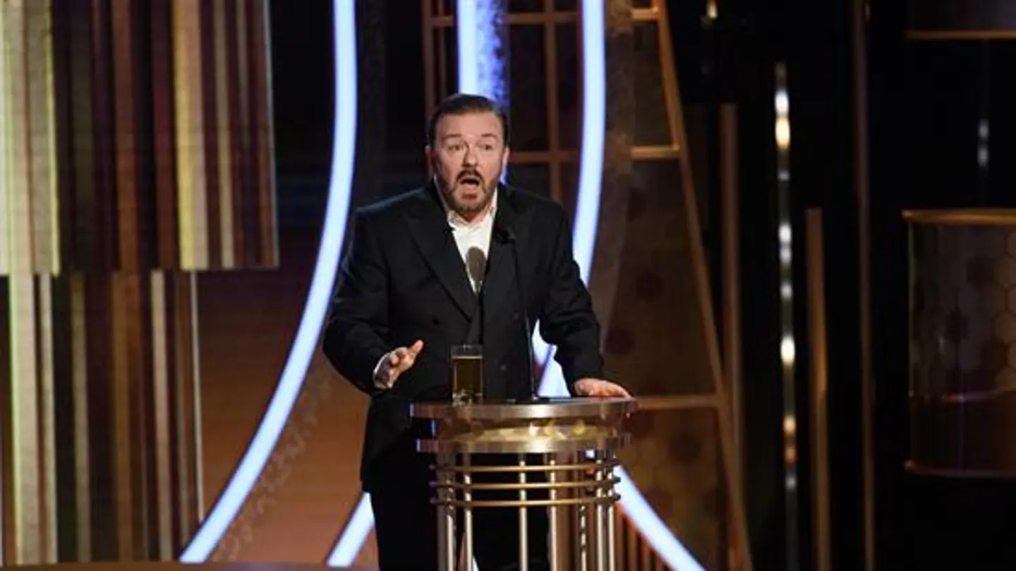 Ricky Gervais durante su discurso de los Globos de Oro 2020 Ricky Gervais durante su discurso de los Globos de Oro 2020