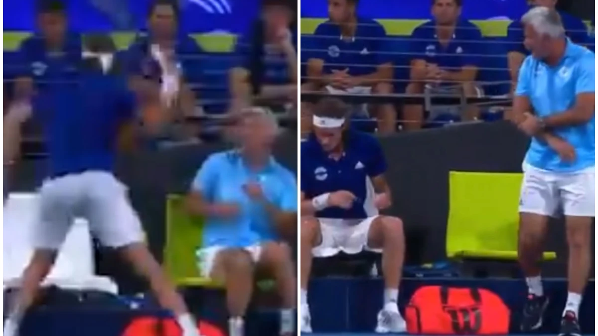 Tsitsipas da un raquetazo a su padre