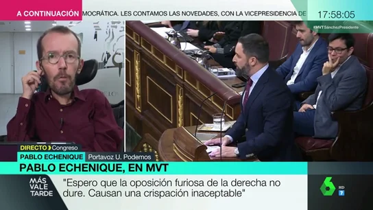 Pablo Echenique: "Espero que la oposición furiosa de la derecha no dure" Pablo Echenique: "Espero que la oposición furiosa de la derecha no dure"