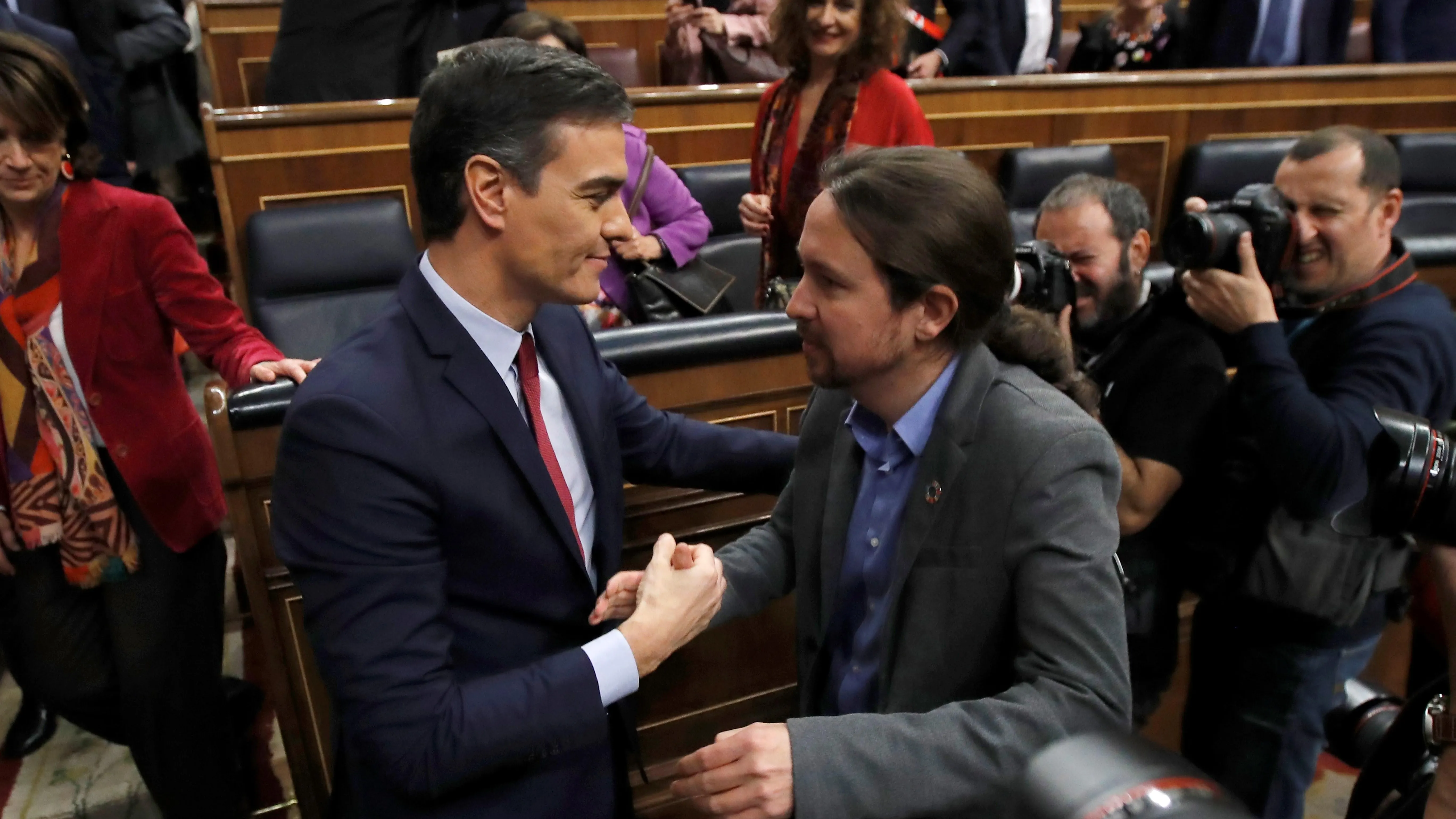 Pedro Sánchez y Pablo Iglesias, tras la investidura