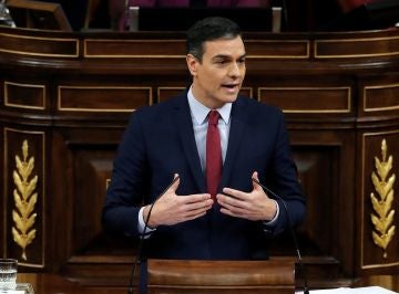 Pedro Sánchez, en la sesión de investidura Pedro Sánchez, en la sesión de investidura