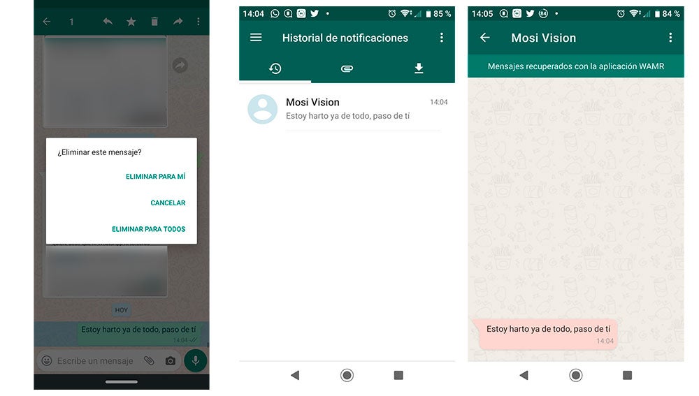 Recuperando el mensaje borrado
