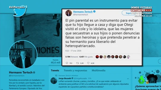 El veto parental, según Hermann Tertsch (Vox): "Evita que tu hijo penetre a su hermanito para liberarlo del heteropatriarcado" El veto parental, según Hermann Tertsch (Vox): "Evita que tu hijo penetre a su hermanito para liberarlo del heteropatriarcado"