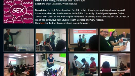 Archivo de la asociación Brock Pride con imágenes del taller impartido en la universidad canadiense