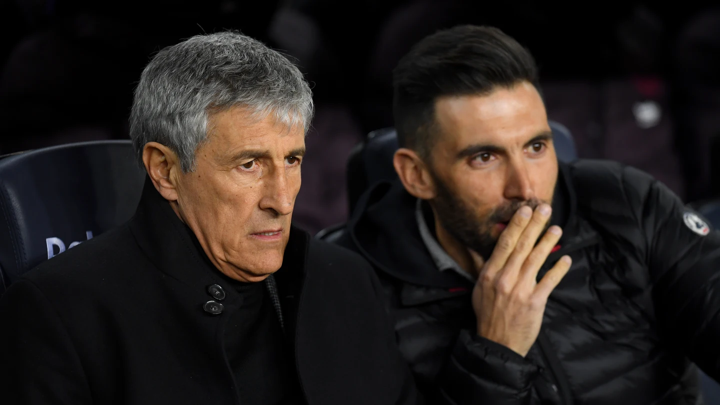 Quique Setién y Eder Sarabia. Quique Setién y Eder Sarabia.