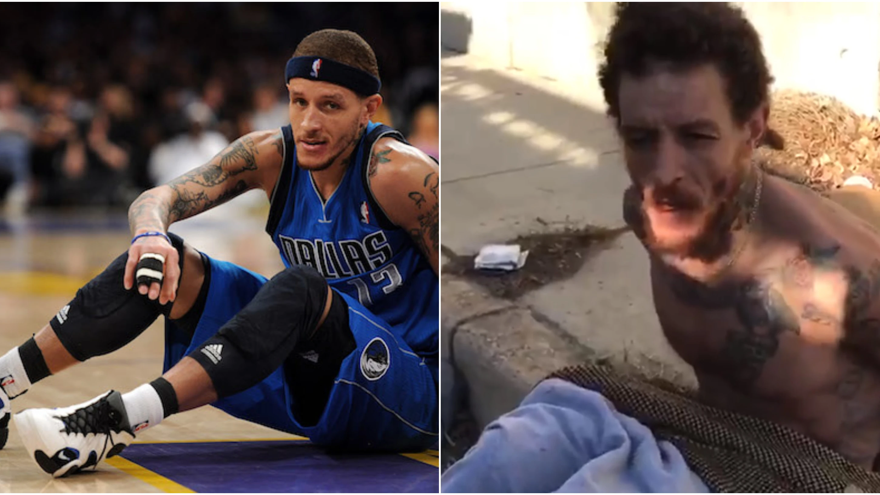 Delonte West, en una fotografía de su época como jugador y su aspecto actual