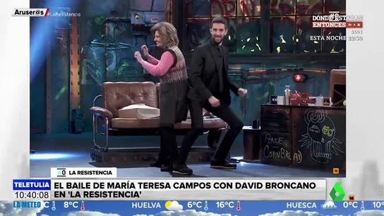 María Teresa Campos, 'desatada' en 'La Resistencia': de los 'dardos' a Bigote Arrocet al perreo con Broncano María Teresa Campos, 'desatada' en 'La Resistencia': de los 'dardos' a Bigote Arrocet al perreo con Broncano