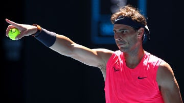 Nadal en su partido de 1º ronda del Open de Australia