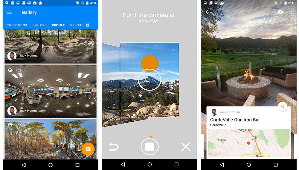 En el centro, creando una imagen de 360 grados