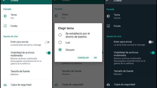 Últimos pasos para poner el modo oscuro en WhatsApp