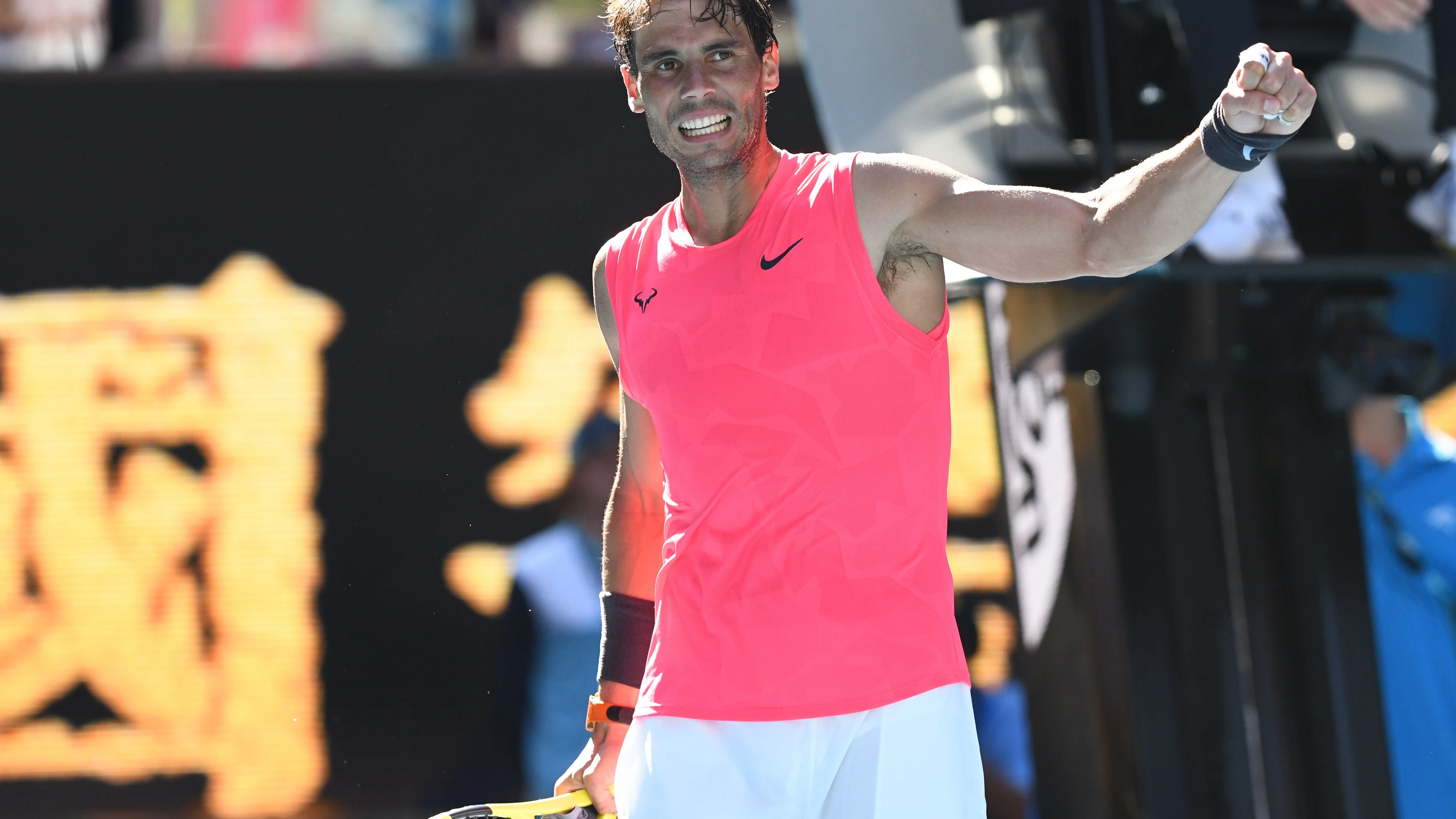 Rafa Nadal celebra su triunfo ante Carreño