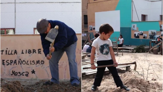 Mayores y pequeños colaboran en la construcción de 'La huerta de Tetuán' Mayores y pequeños colaboran en la construcción de 'La huerta de Tetuán'