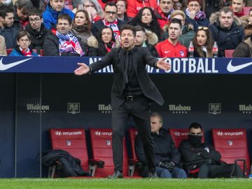 Simeone, en el partido contra el Leganés. Simeone, en el partido contra el Leganés.