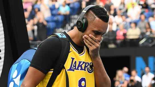 Nick Kyrgios, con una camiseta de Kobe Bryant Nick Kyrgios, con una camiseta de Kobe Bryant
