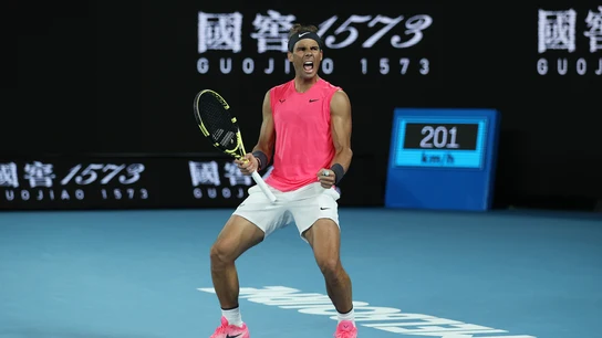 Rafa Nadal celebra un punto contra Kyrgios Rafa Nadal celebra un punto contra Kyrgios