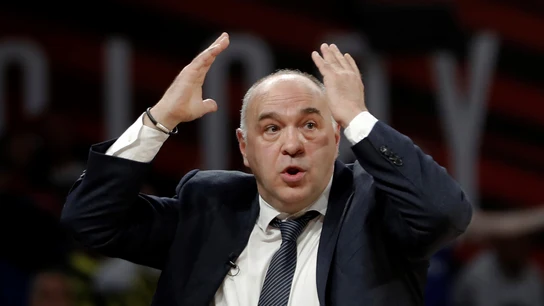 Pablo Laso, en actitud de asombro. Pablo Laso, en actitud de asombro.