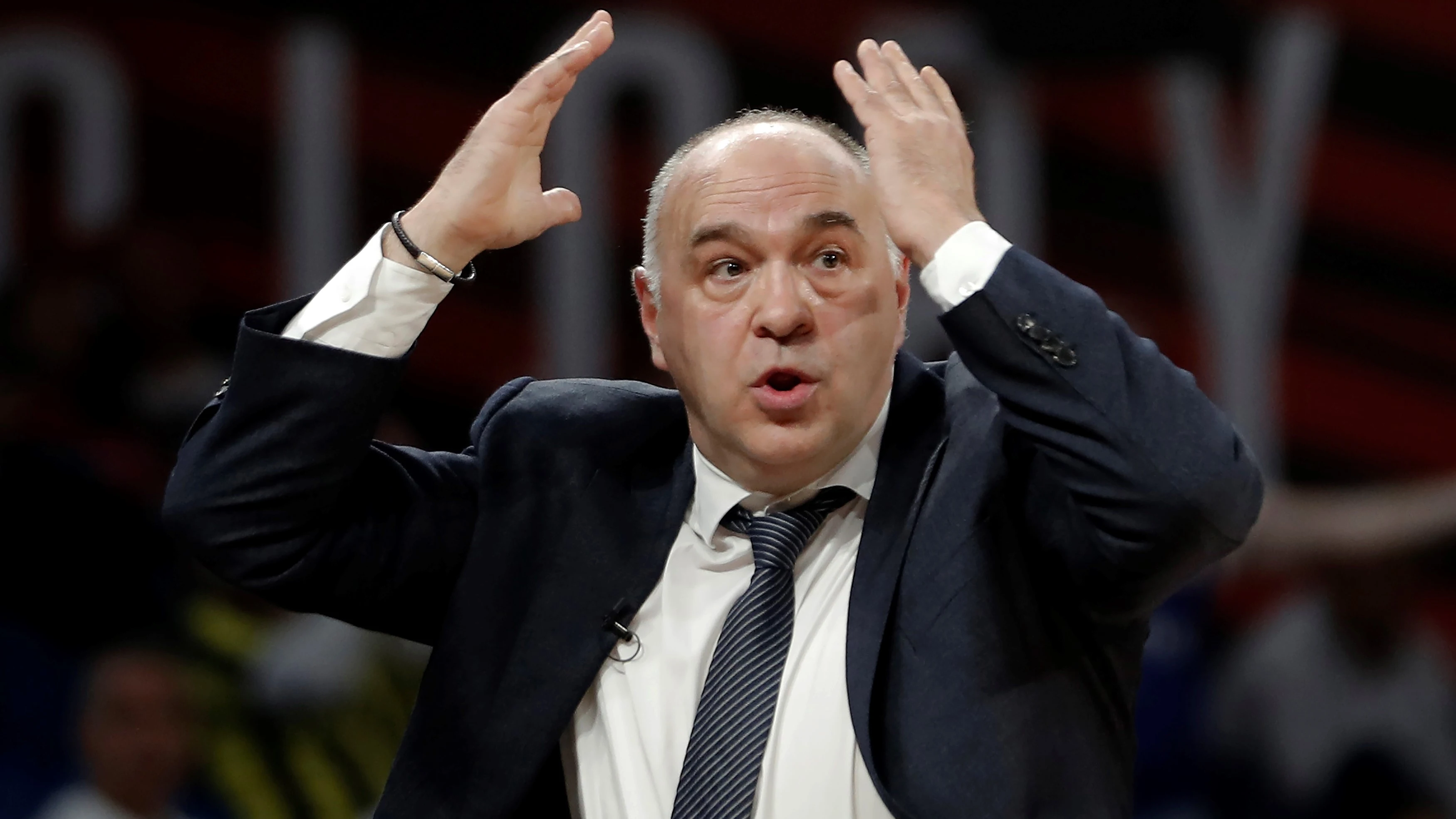 Pablo Laso, en actitud de asombro.
