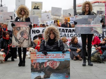 Imagen de la protesta en Madrid para denunciar las negativas consecuencias de la caza en España y reivindicar una ley estatal de protección animal Imagen de la protesta en Madrid para denunciar las negativas consecuencias de la caza en España y reivindicar una ley estatal de protección animal