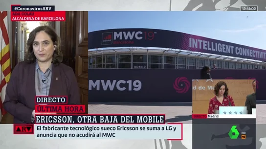 Ada Colau, tras conocer que Ericsson no irá al Mobile por el coronavirus: "Ojalá puedan reconsiderar su posición" Ada Colau, tras conocer que Ericsson no irá al Mobile por el coronavirus: "Ojalá puedan reconsiderar su posición"