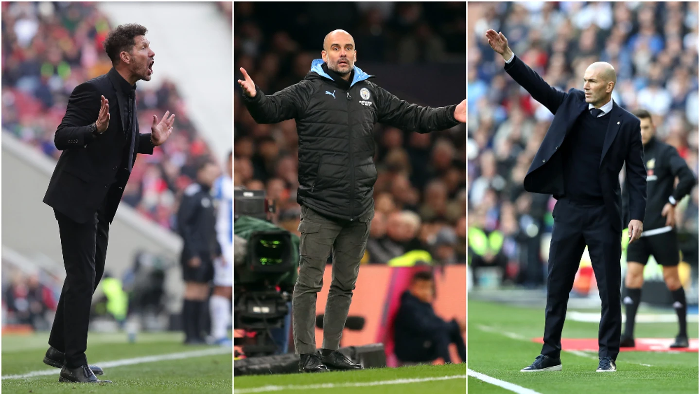 Diego Simeone, Pep Guardiola y Zinedine Zidane Diego Simeone, Pep Guardiola y Zinedine Zidane