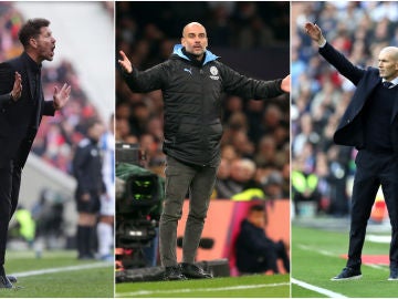 Diego Simeone, Pep Guardiola y Zinedine Zidane Diego Simeone, Pep Guardiola y Zinedine Zidane