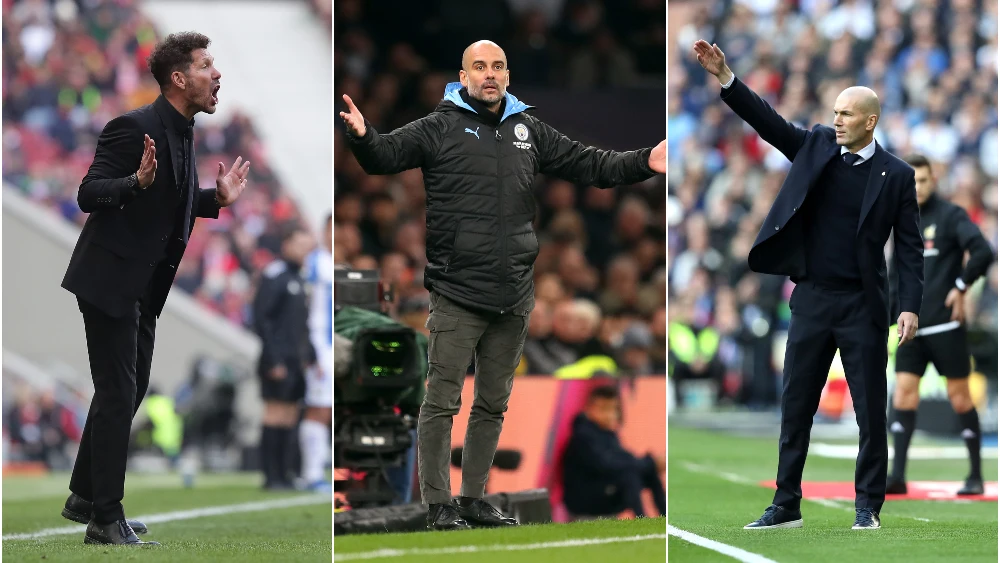 Diego Simeone, Pep Guardiola y Zinedine Zidane