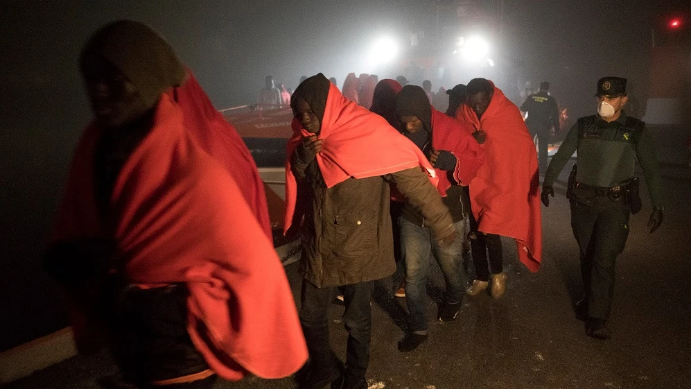 Imagen de las personas rescatadas por Salvamento Marítimo 