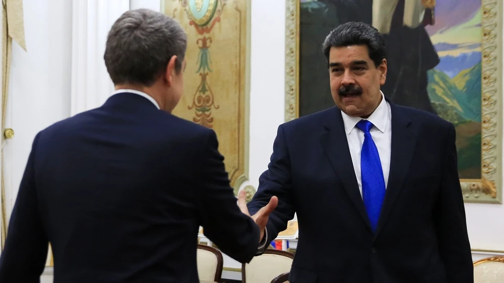 Imagen de Zapatero y Maduro en Venezuela