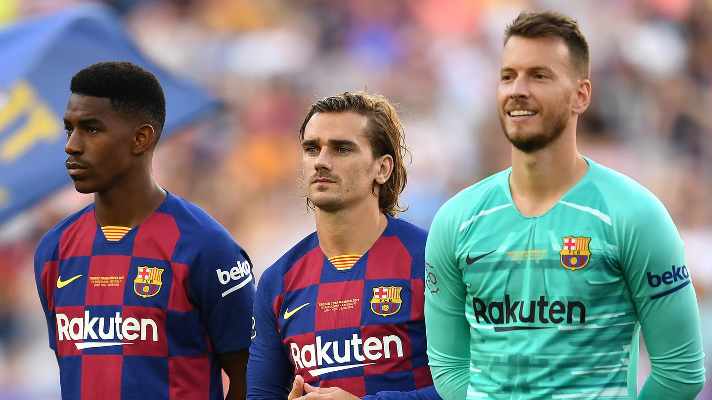Junior Firpo, Antoine Griezmann y Neto Junior Firpo, Antoine Griezmann y Neto