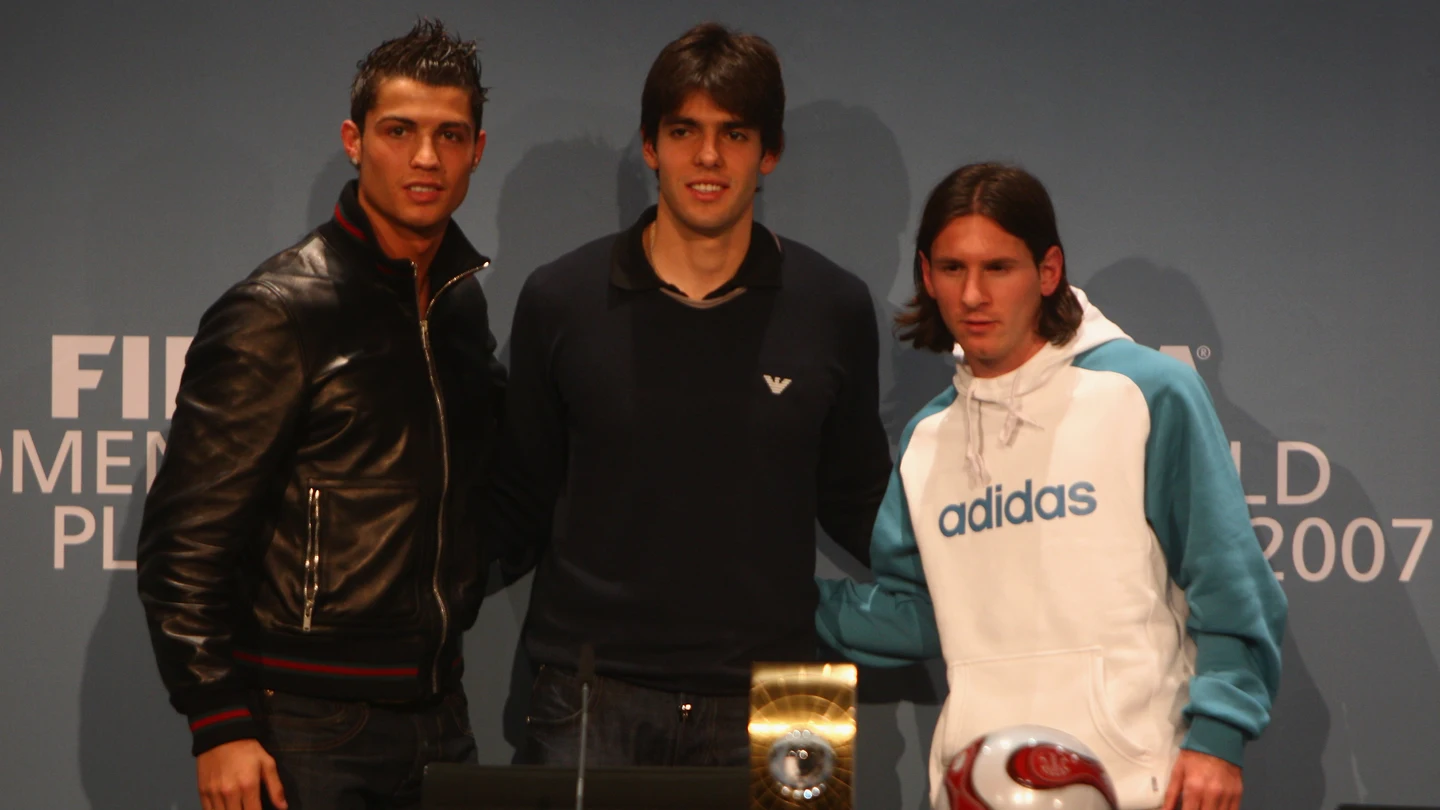Cristiano Ronaldo, Kaká y Leo Messi. Cristiano Ronaldo, Kaká y Leo Messi.