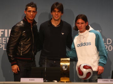 Cristiano Ronaldo, Kaká y Leo Messi. Cristiano Ronaldo, Kaká y Leo Messi.