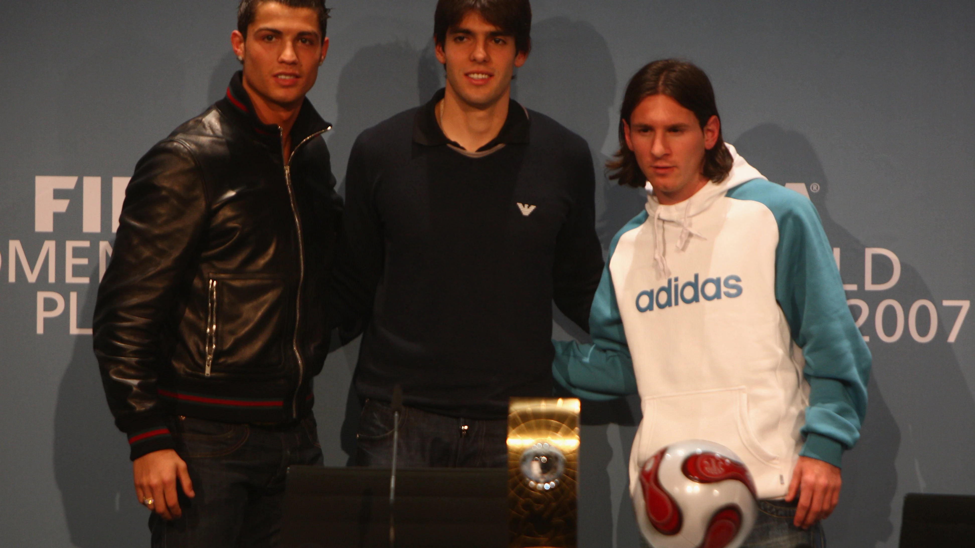 Cristiano Ronaldo, Kaká y Leo Messi.