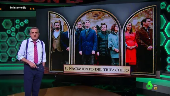 Wyoming analiza 'El nacimiento del trifachito', la obra en la que el 'Duque Abascalini' "se muestra la izquierda sin que sirva de precedente" Wyoming analiza 'El nacimiento del trifachito', la obra en la que el 'Duque Abascalini' "se muestra la izquierda sin que sirva de precedente"