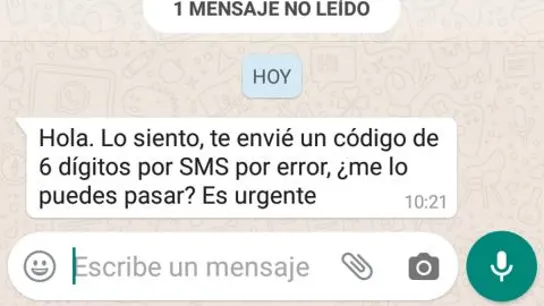 El mensaje que envían haciéndose pasar por un contacto El mensaje que envían haciéndose pasar por un contacto